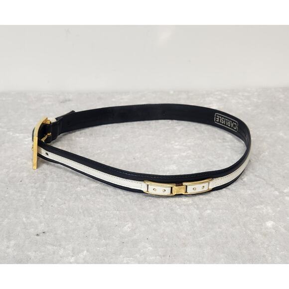 Vintage CARLISLE Womens Leather Black w White Gold Buckle Belt-Size XS main image 10